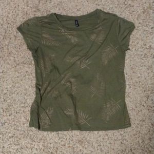 Forest Green Shirt with Copper Palm Branch Print